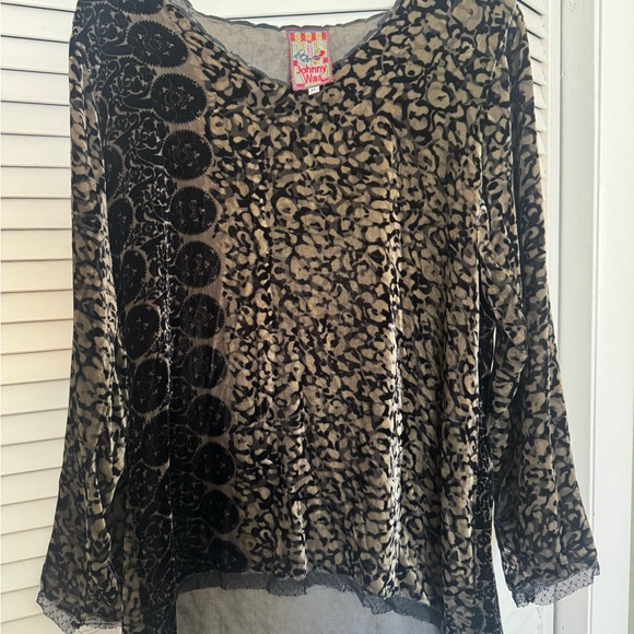 Johnny Was Tops - Johnny Was Black and Brown Patterned Blouse
